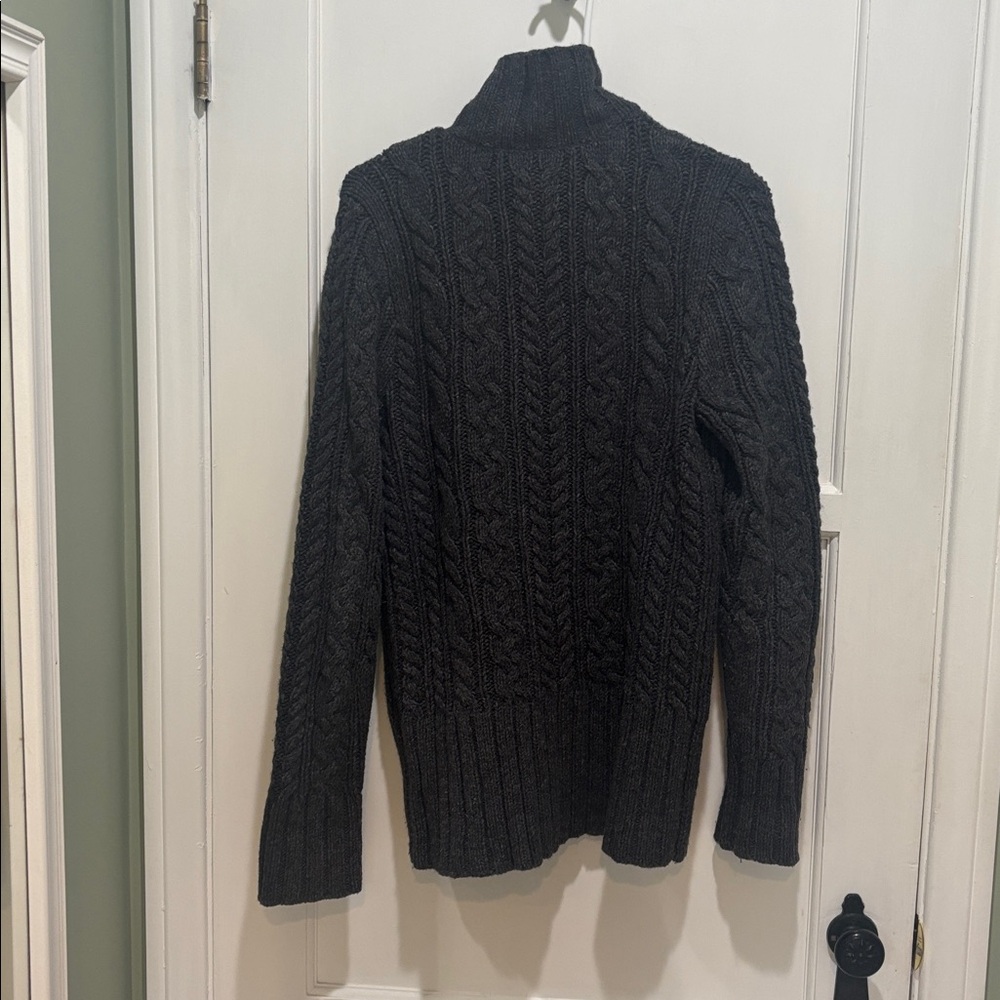 Duluth Trading Sweater Womens small gray Wool Blend Cable Fisherman Cardigan - Picture 5 of 7